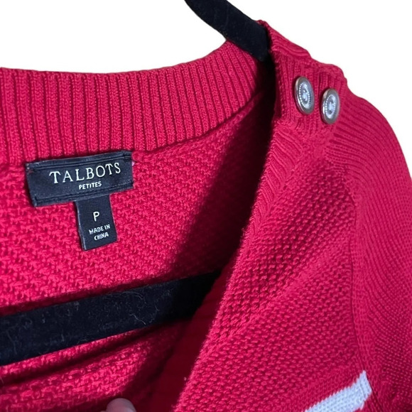 Talbots Red White & Blue Anchor Long Sleeve Summer Sweater Women's Size P Petite - Picture 3 of 5